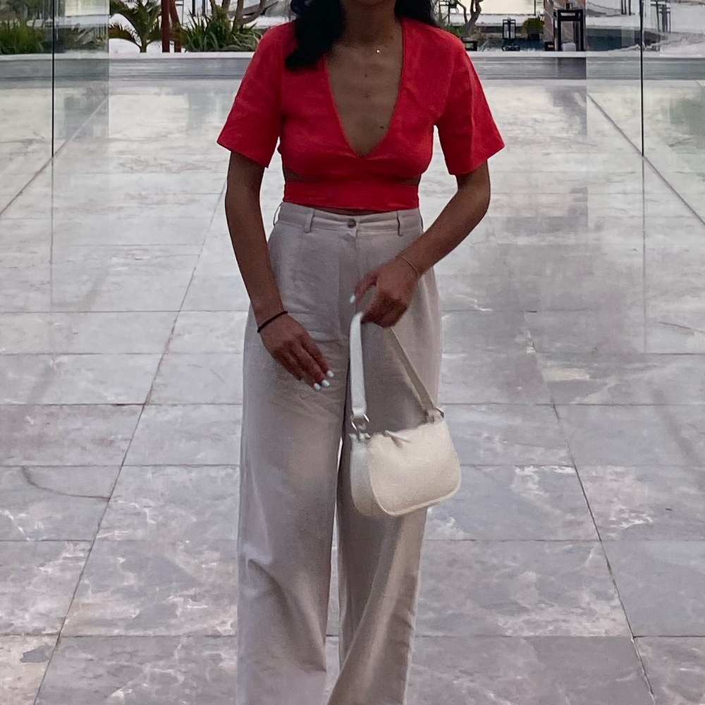 Red Zara Wrap Crop Top